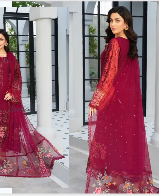 Fancy Suit With Chikankari Work