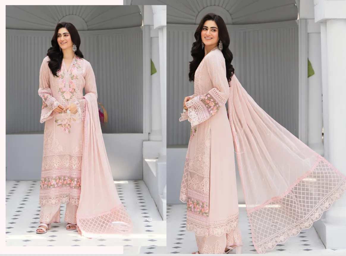 Fancy Suit With Chikankari Work