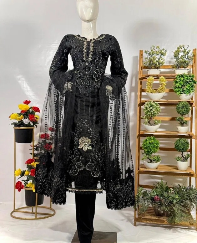 Elegant Embroidered Three-Piece Suit