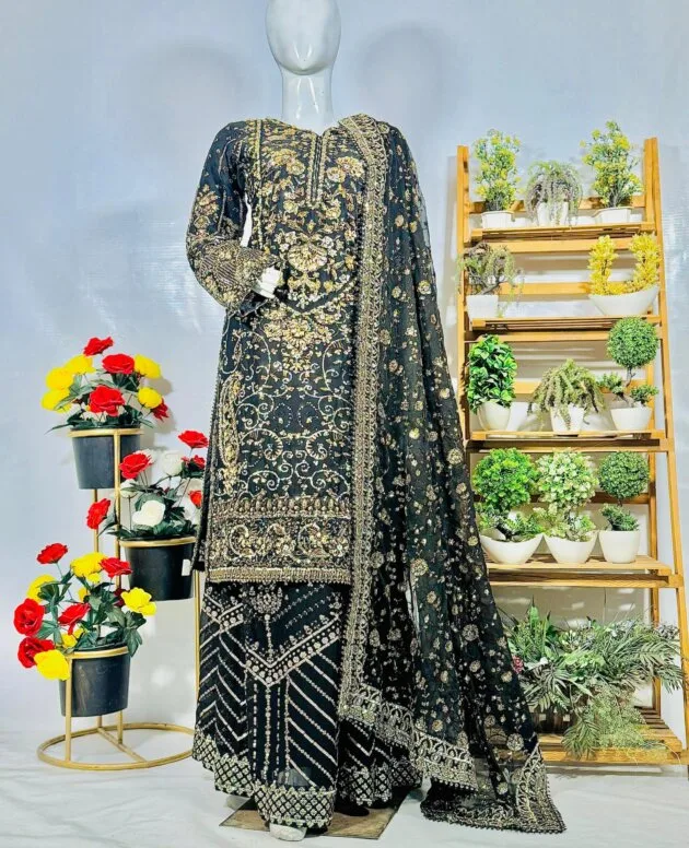 Long Embroidered Shirt With Gharara