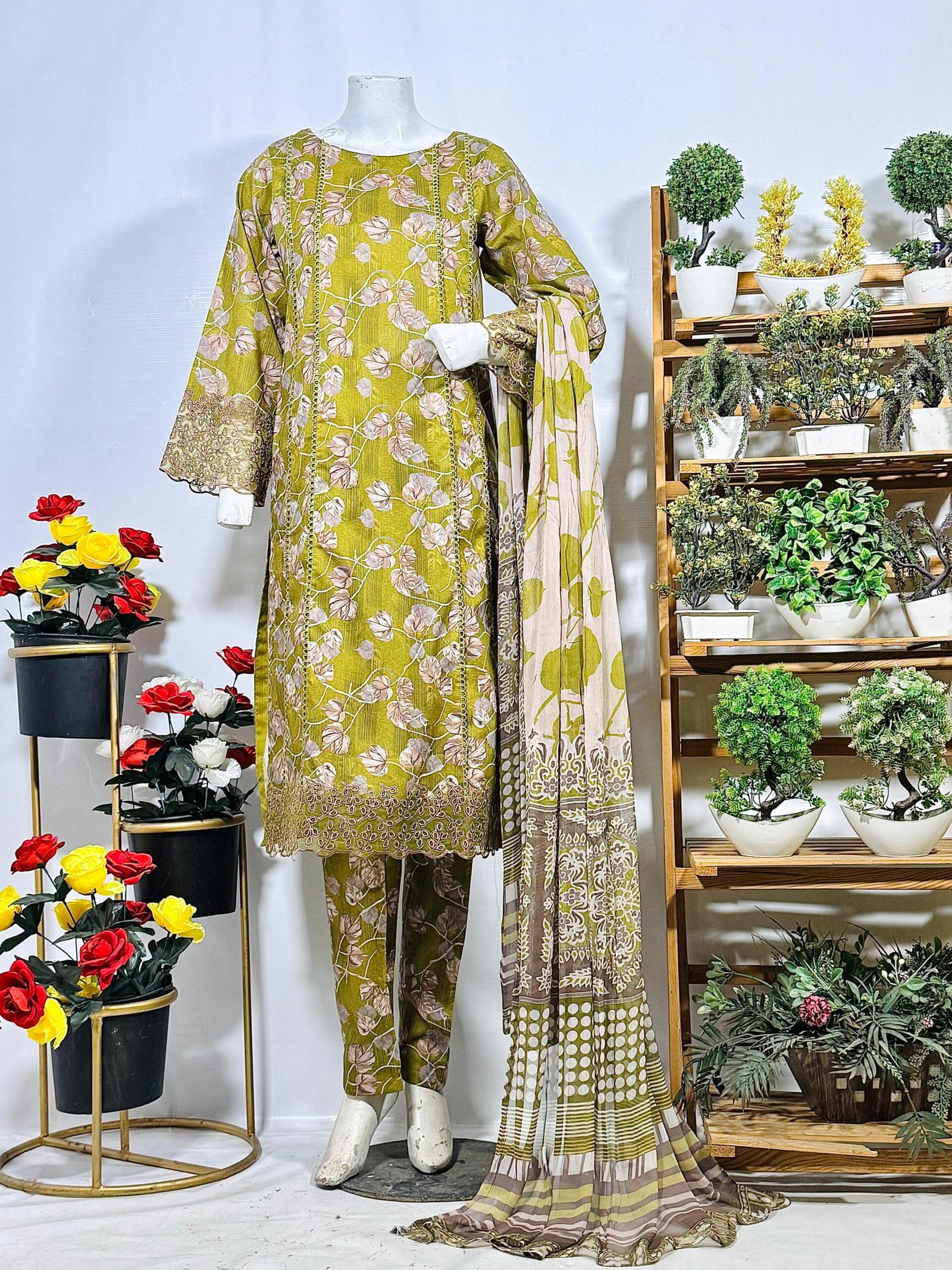 Embroidered Elegance Cotton Suit