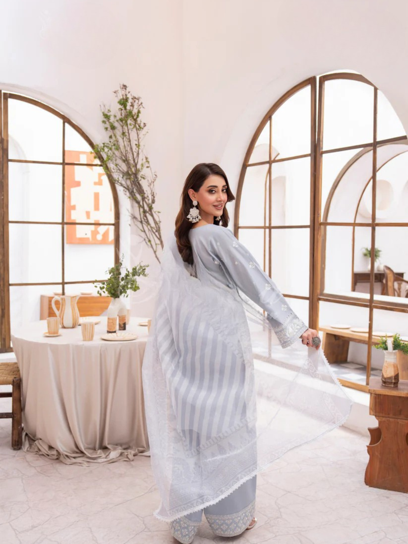 Slate Blue & Tassel Detail 3-Piece - Image 2