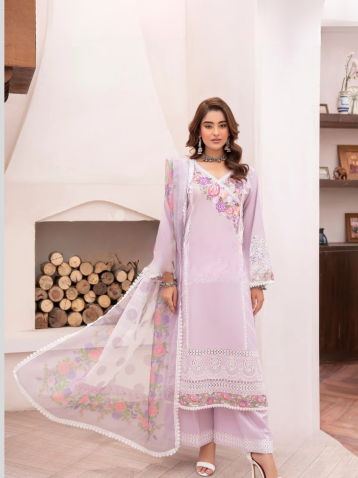 Lilac & Floral Embroidered Suit