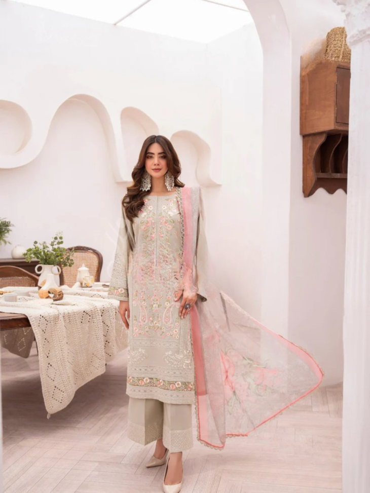 Sage Green & Pink Paisley Suit